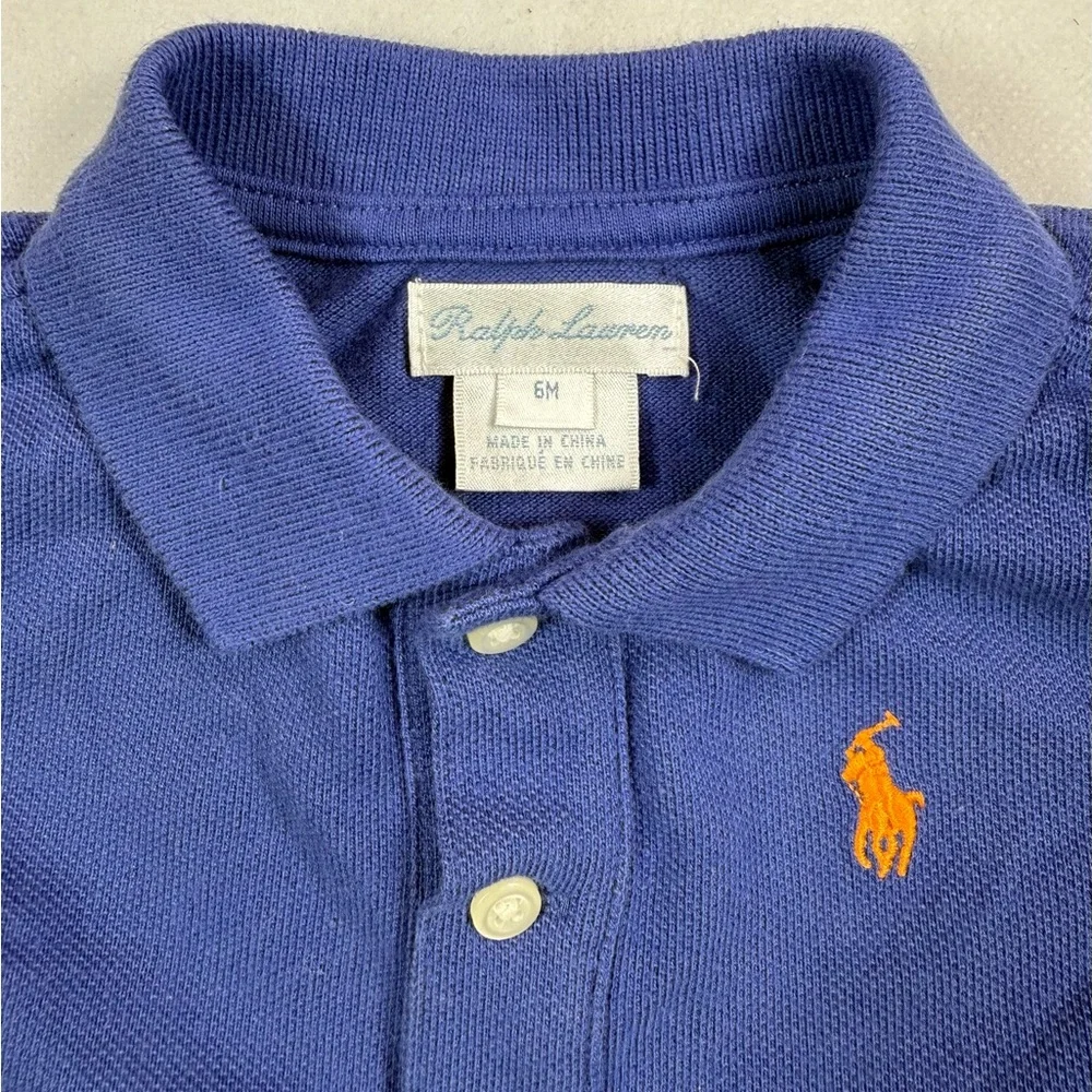 RALPH LAUREN Baby Boy Polo 6m Bright Cobalt Orange Pony‎ Preppy Classic Iconic